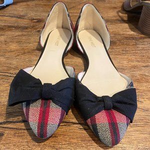 NINE WEST Stefany Red-Black Plaid Bow